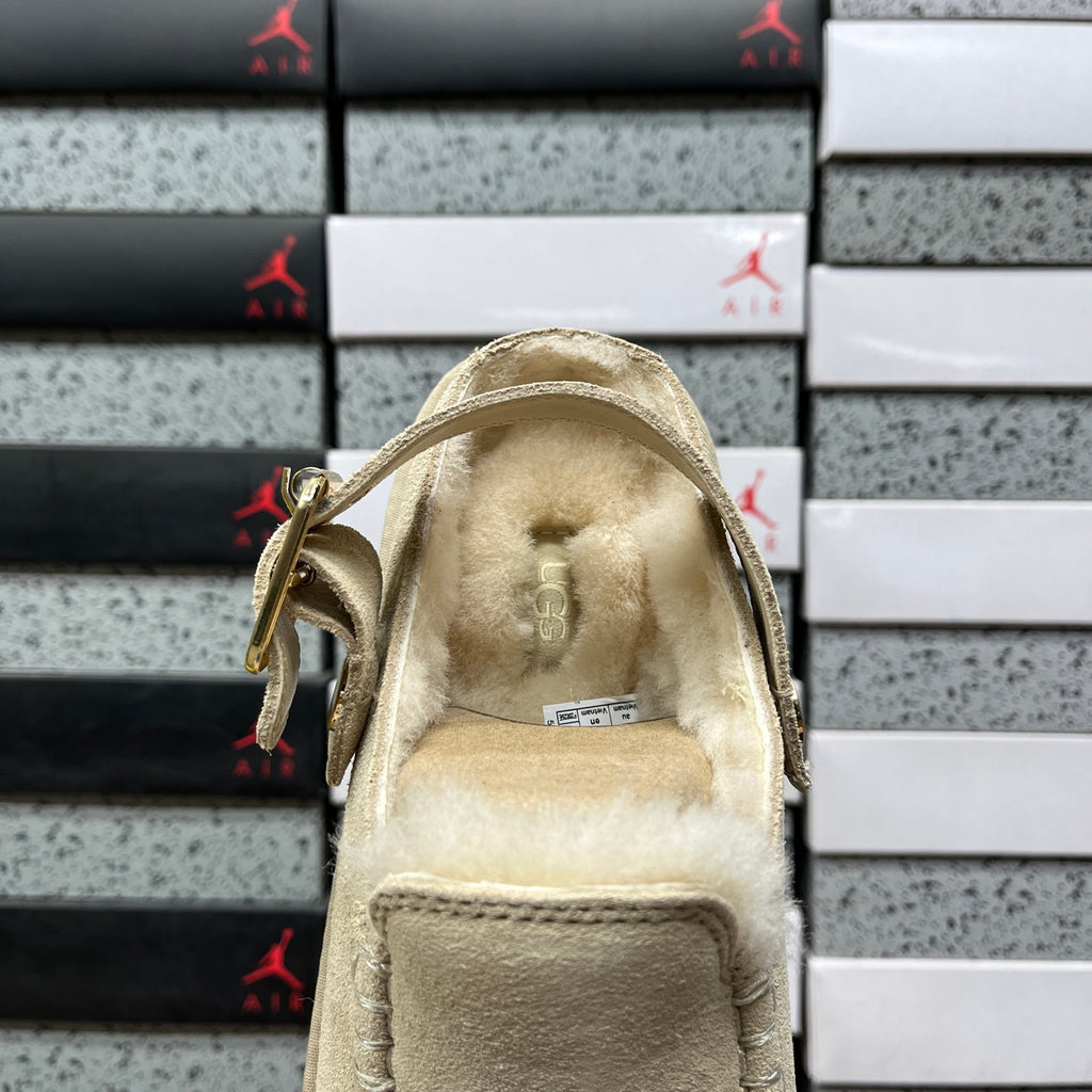 UGG Buckle-Strap Clogs in Mustard Seed with Plush Lining