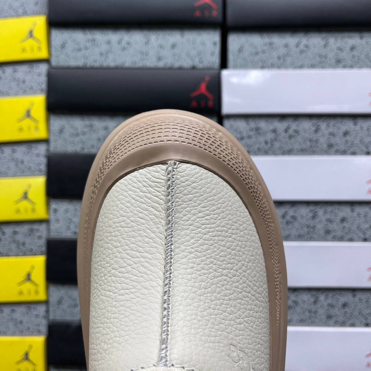 UGG Leather Slip-On Shoes in White with Tan Chunky Sole