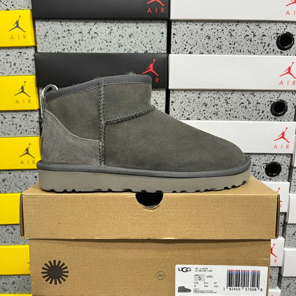 UGG Gray Ultra Mini Pull-On Ankle Boots