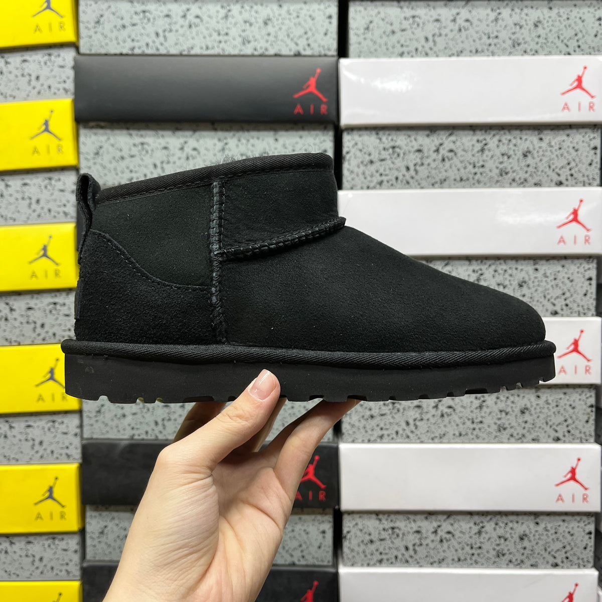 UGG Ultra Mini Pull-On Boots in Black with Plush Lining