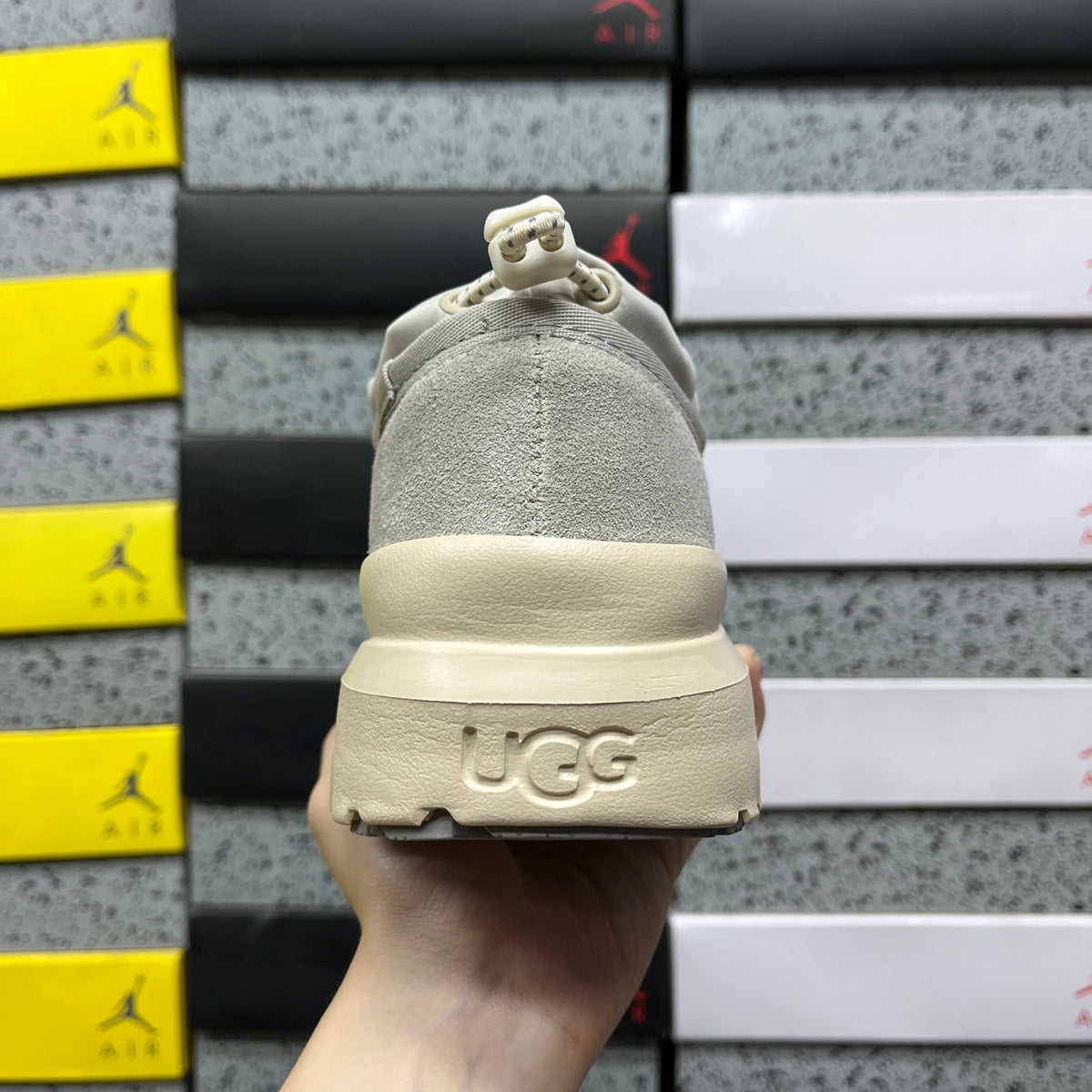 UGG Slip-On Platform Shoes in Mist Gray with Plush Lining