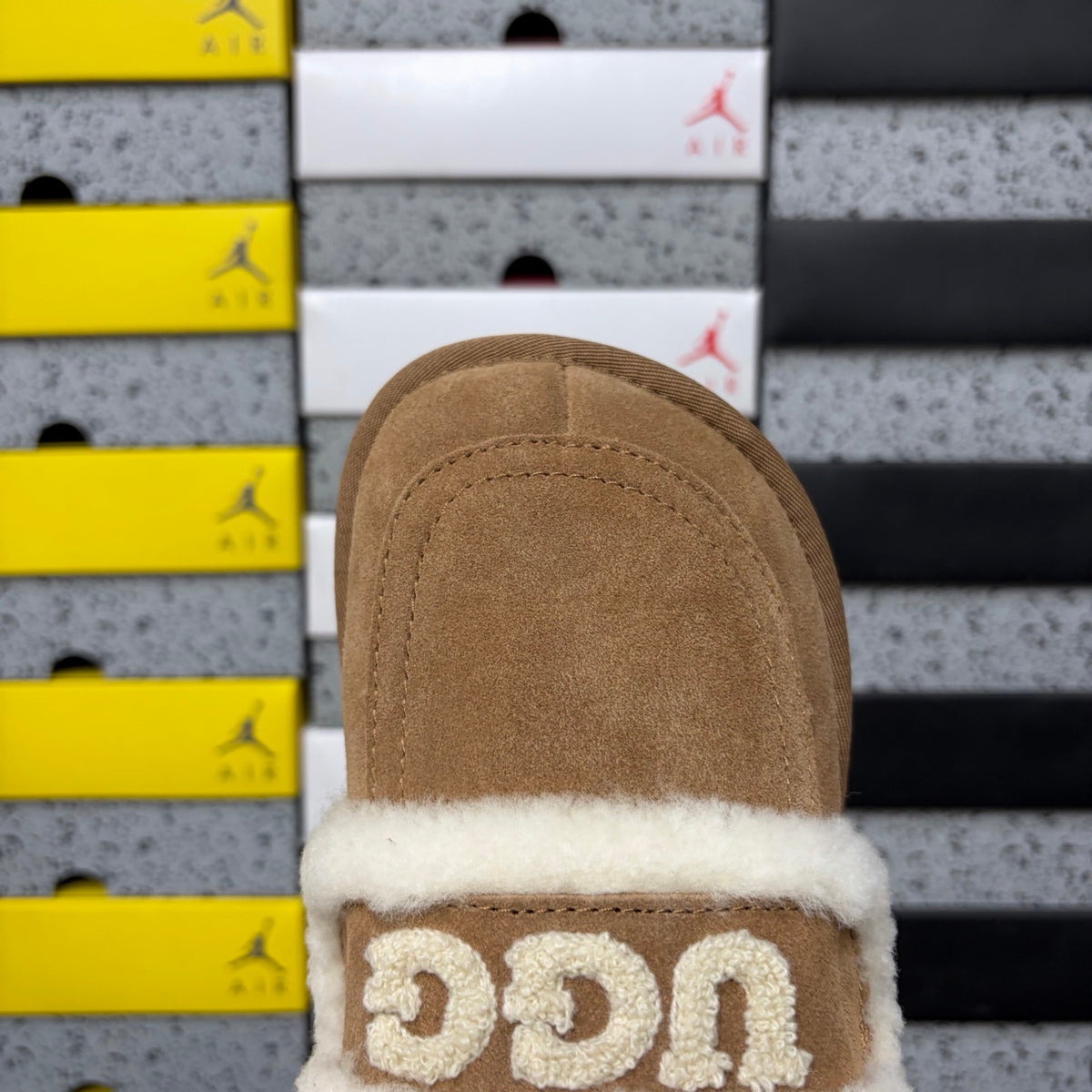 UGG Mule Slippers in Chestnut with Cream Plush Trim