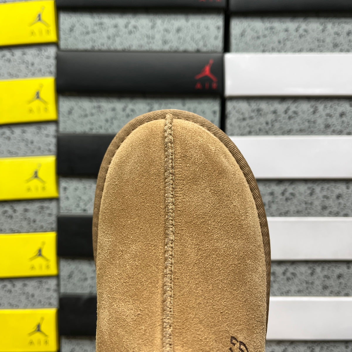 UGG Platform Slip-On Shoes in Chestnut with Red Stitched Trim