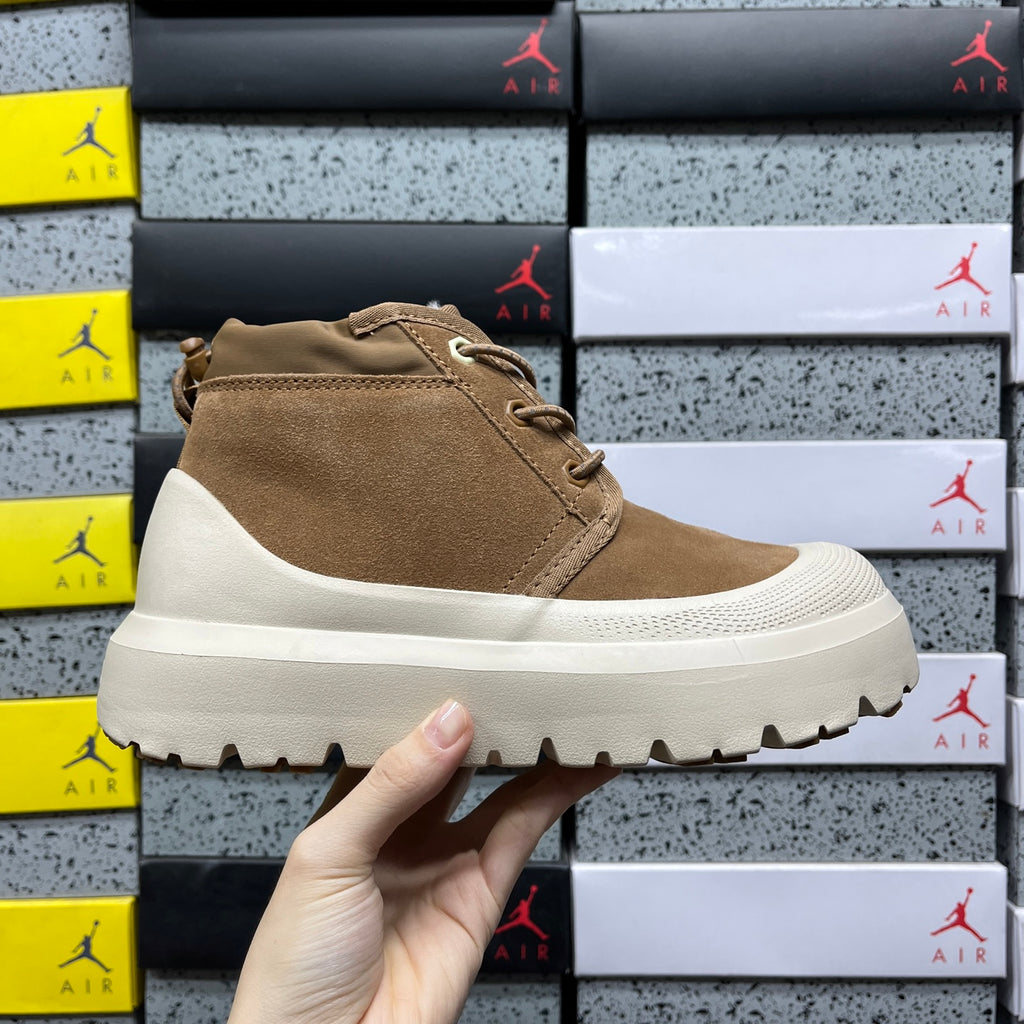UGG Lace-Up Ankle Boots in Chestnut with Cream Chunky Lug Sole