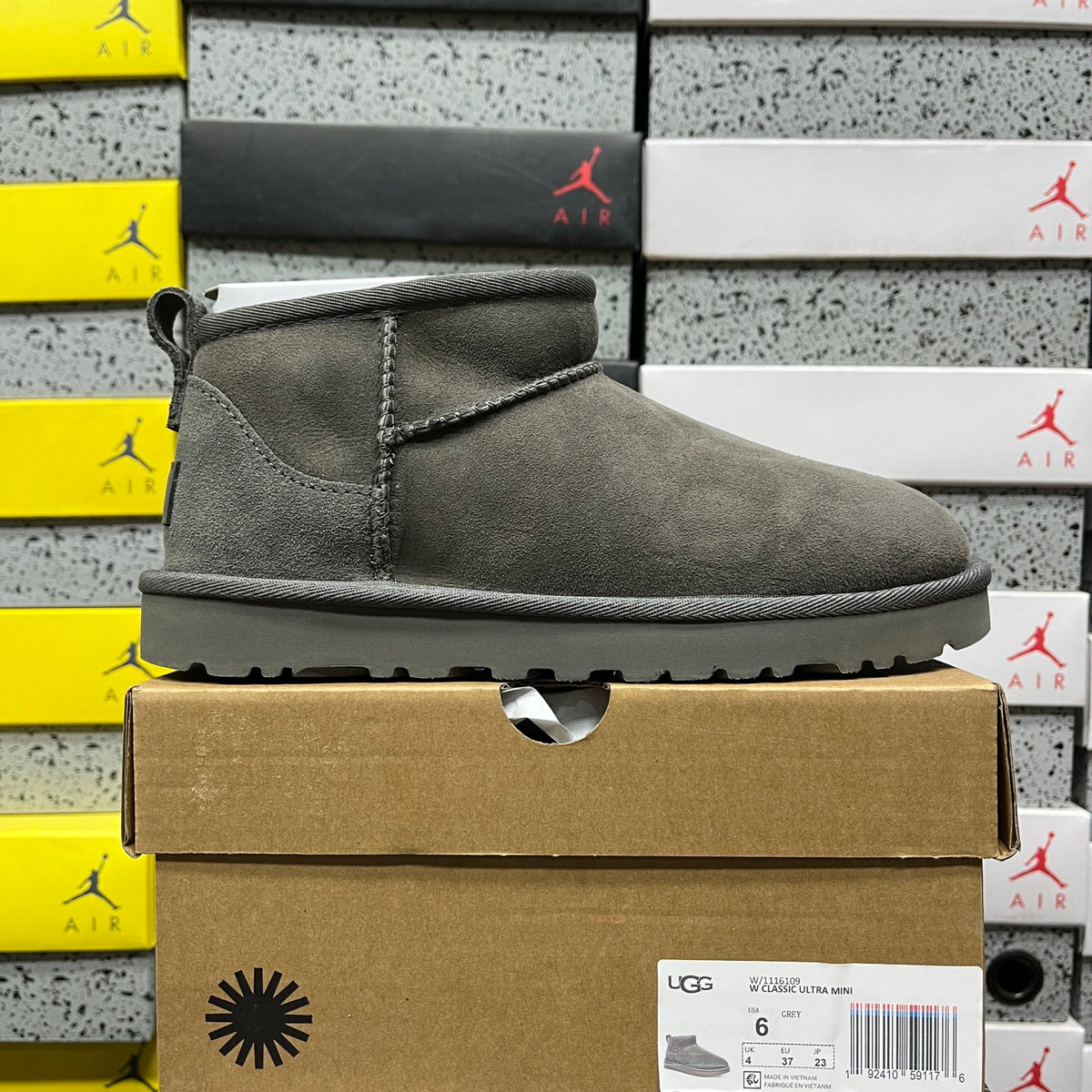 UGG Ultra Mini Pull-On Boots in Gray with Plush Lining
