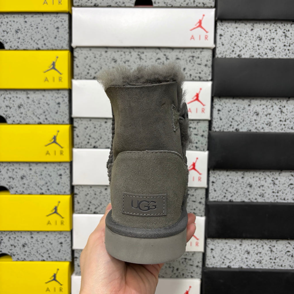 UGG Button-Detail Short Boots in Gray with Plush Lining