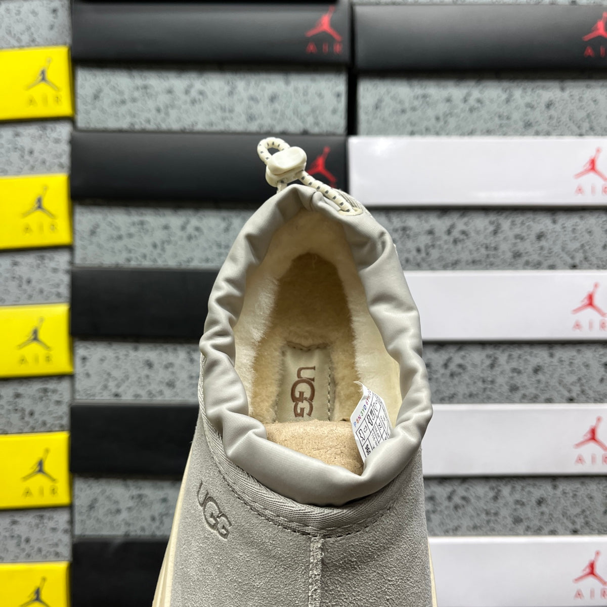 UGG Slip-On Platform Shoes in Mist Gray with Plush Lining