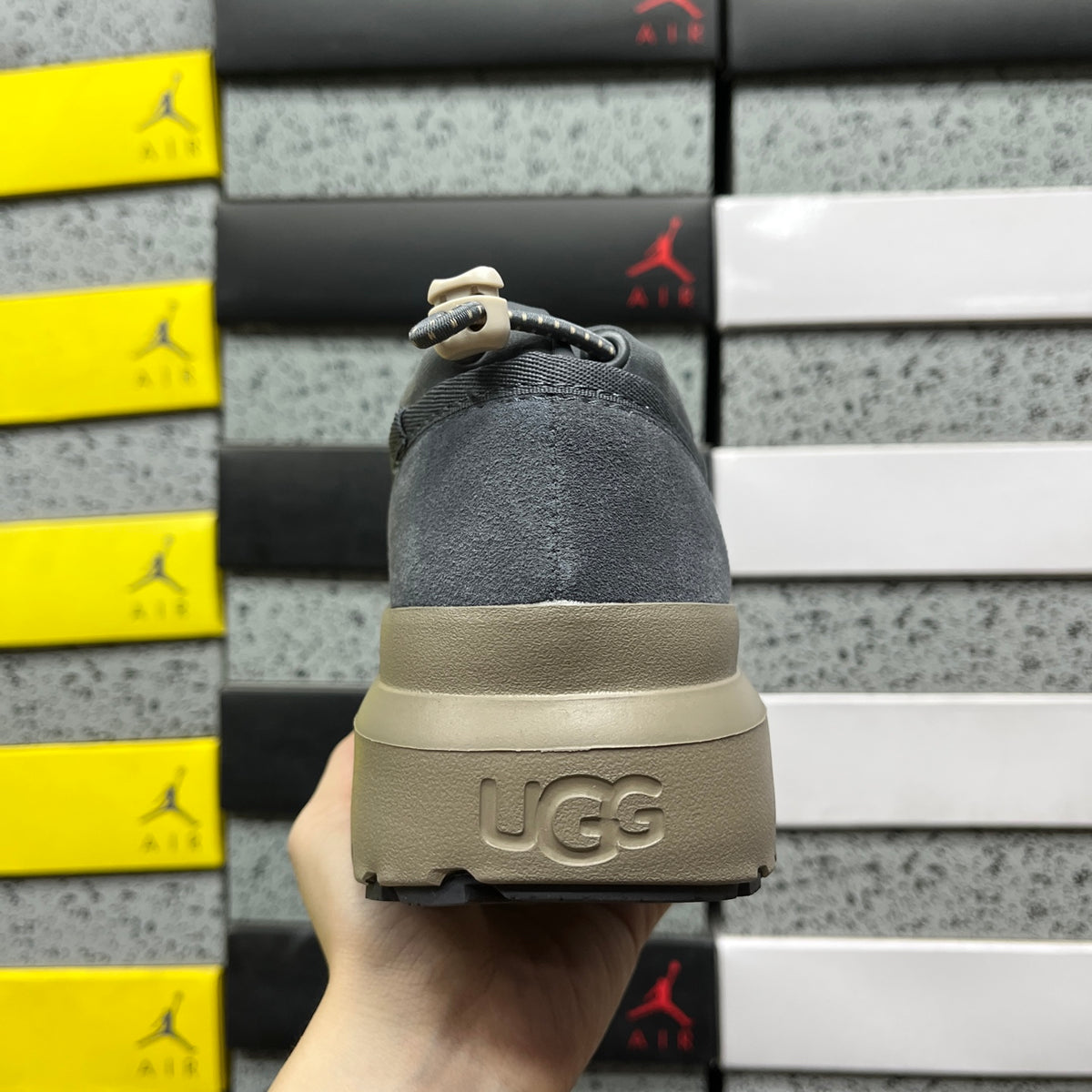 UGG Slip-On Shoes in Asphalt Gray with Taupe Chunky Sole