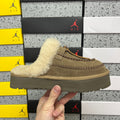 UGG Platform Slippers in Walnut with Cream Plush Collar