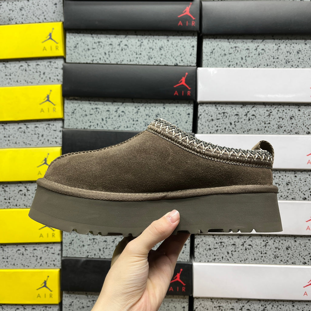 UGG Platform Slip-On Shoes in Walnut with Contrast Stitched Trim