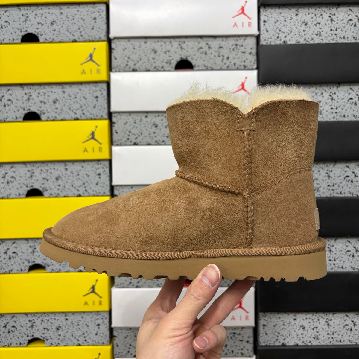 UGG Button-Detail Short Boots in Chestnut with Plush Lining