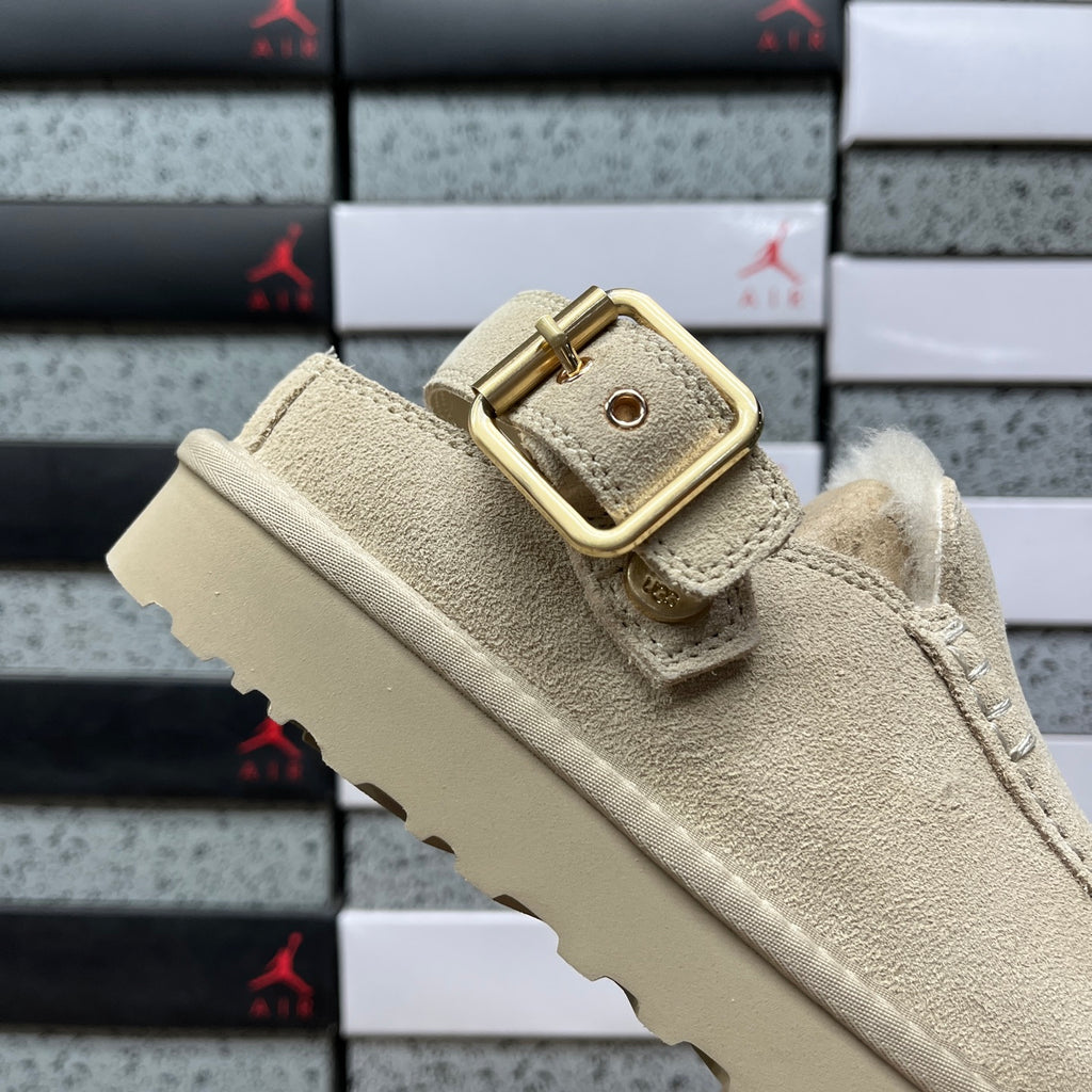 UGG Buckle-Strap Clogs in Mustard Seed with Plush Lining