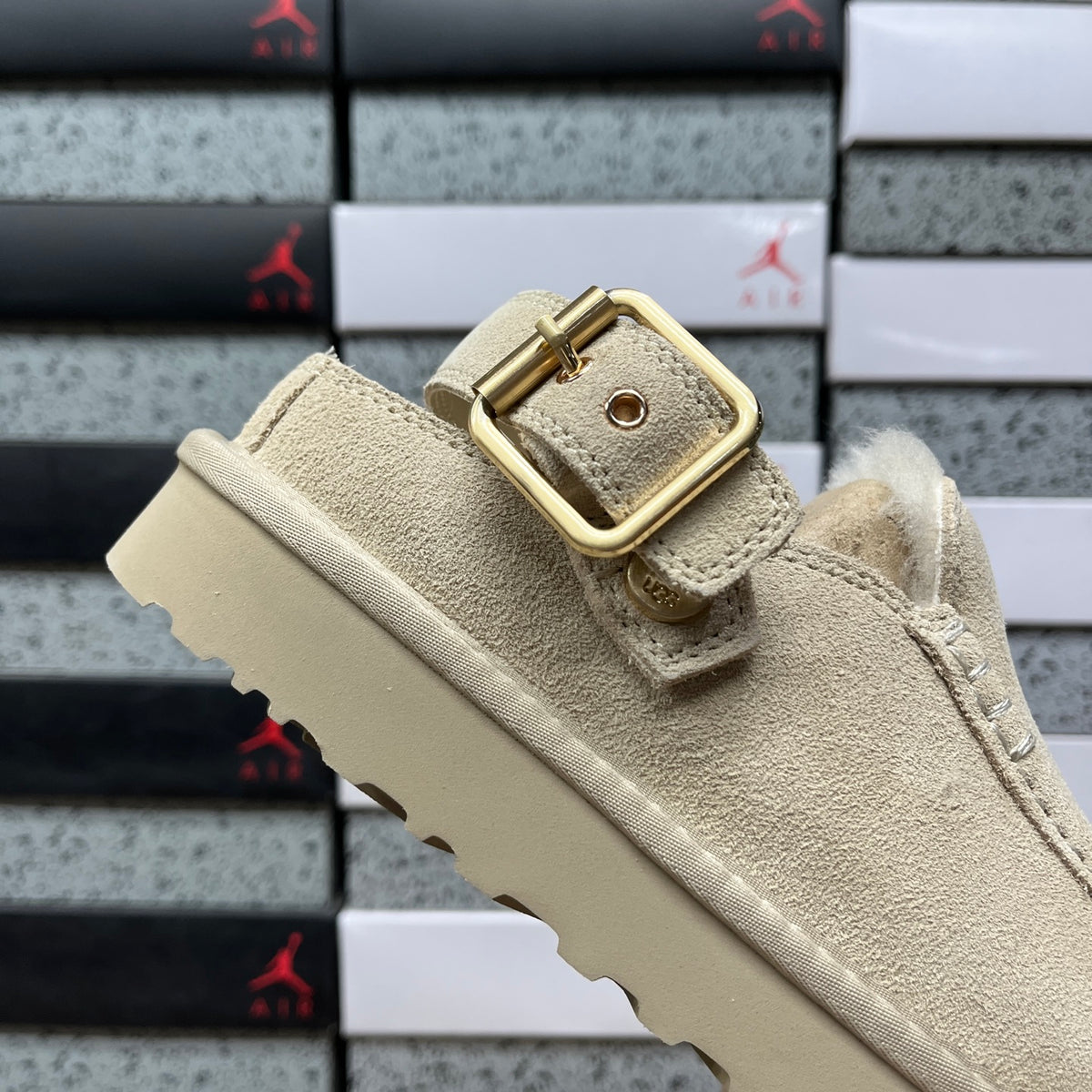 UGG Buckle-Strap Clogs in Mustard Seed with Plush Lining