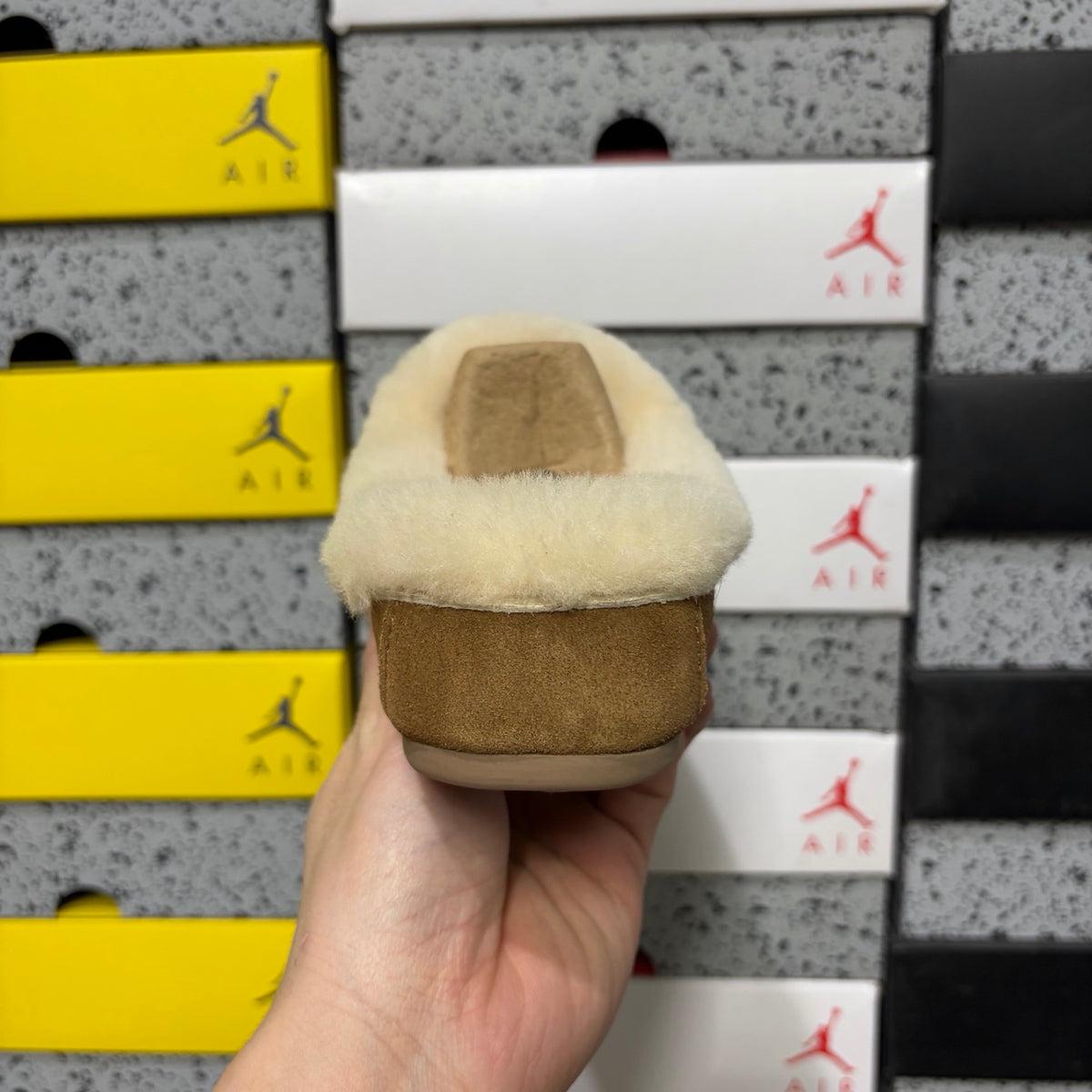 UGG Moccasin Slippers in Chestnut with Cream Plush Collar