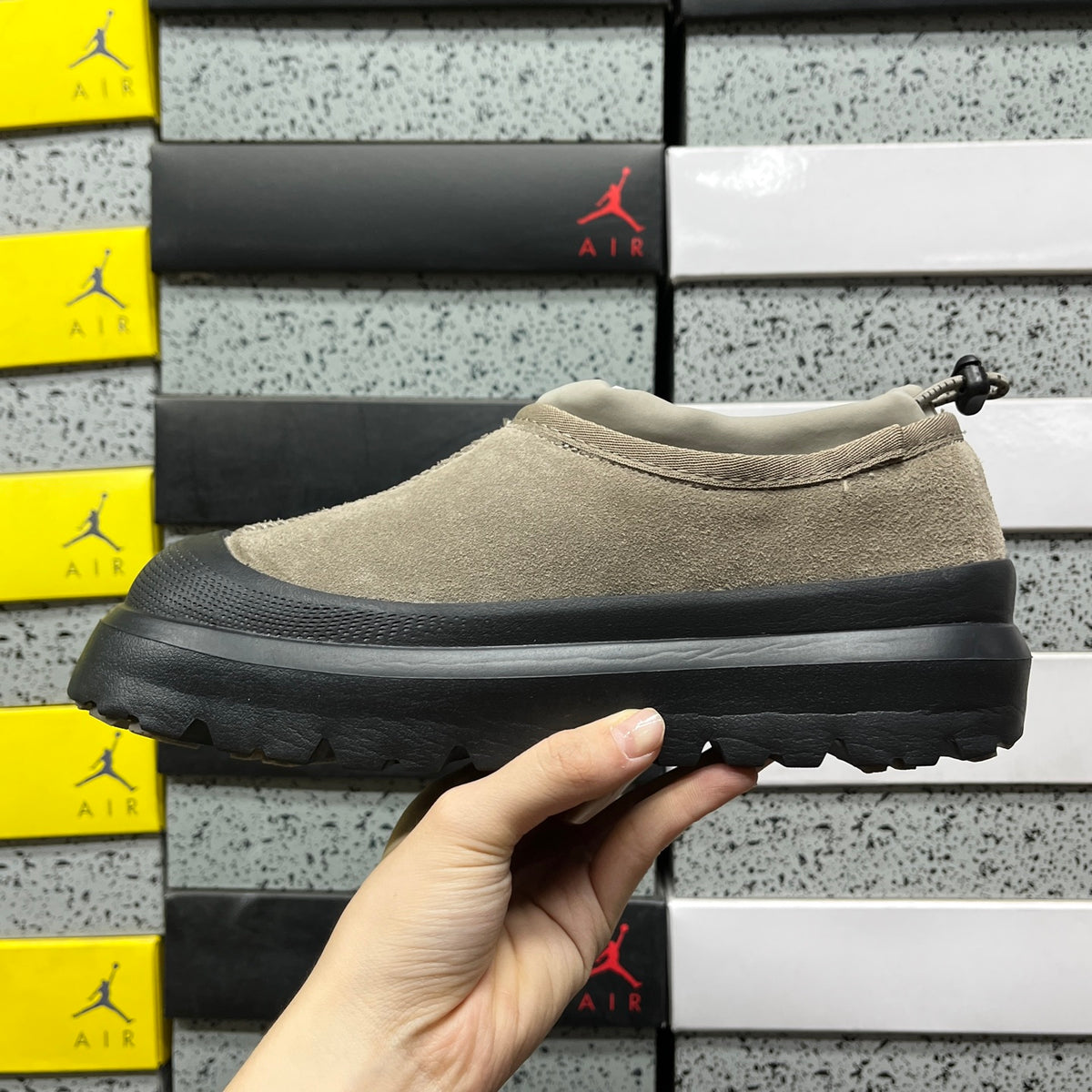 UGG Slip-On Shoes in Mist Gray with Black Chunky Sole