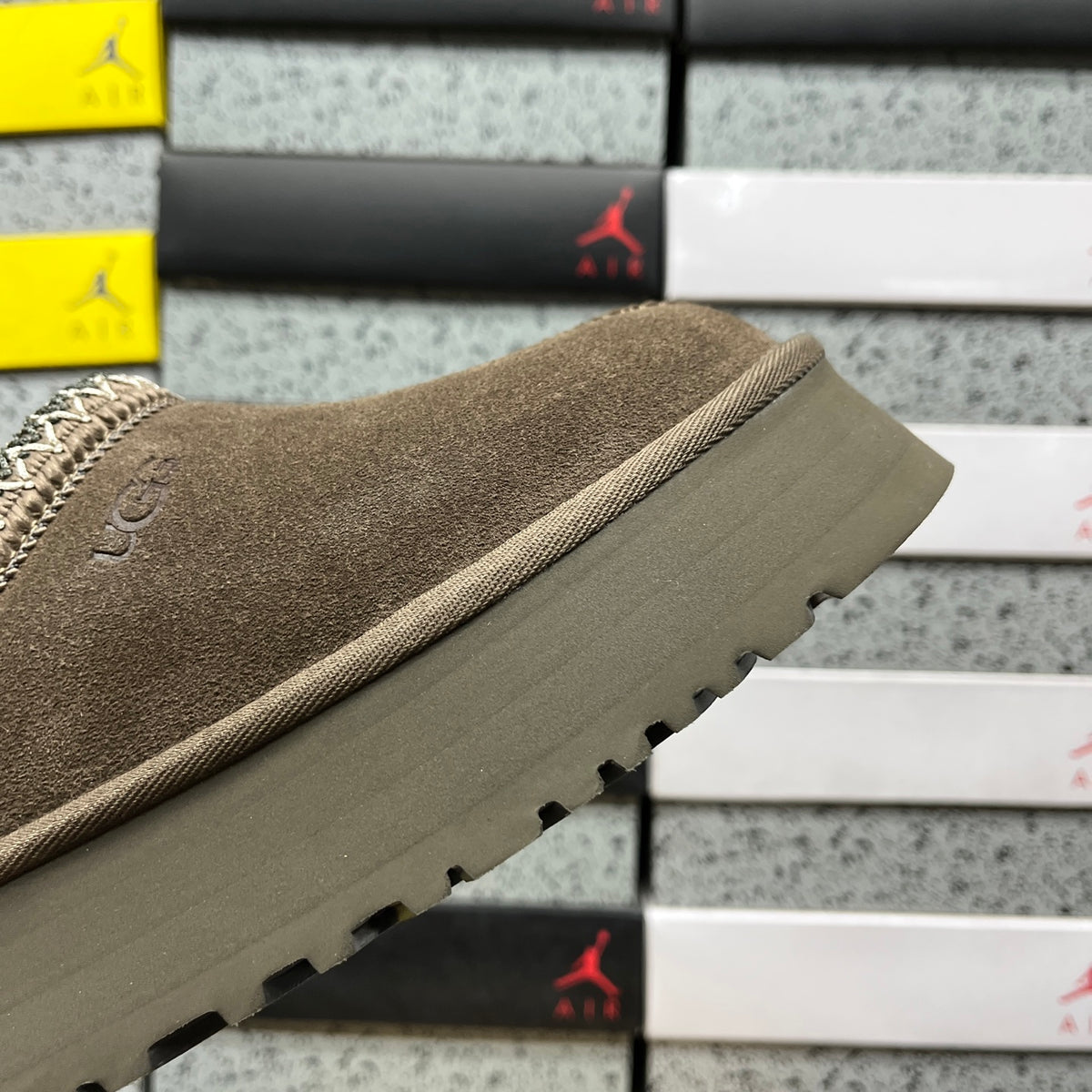 UGG Platform Slip-On Shoes in Walnut with Contrast Stitched Trim