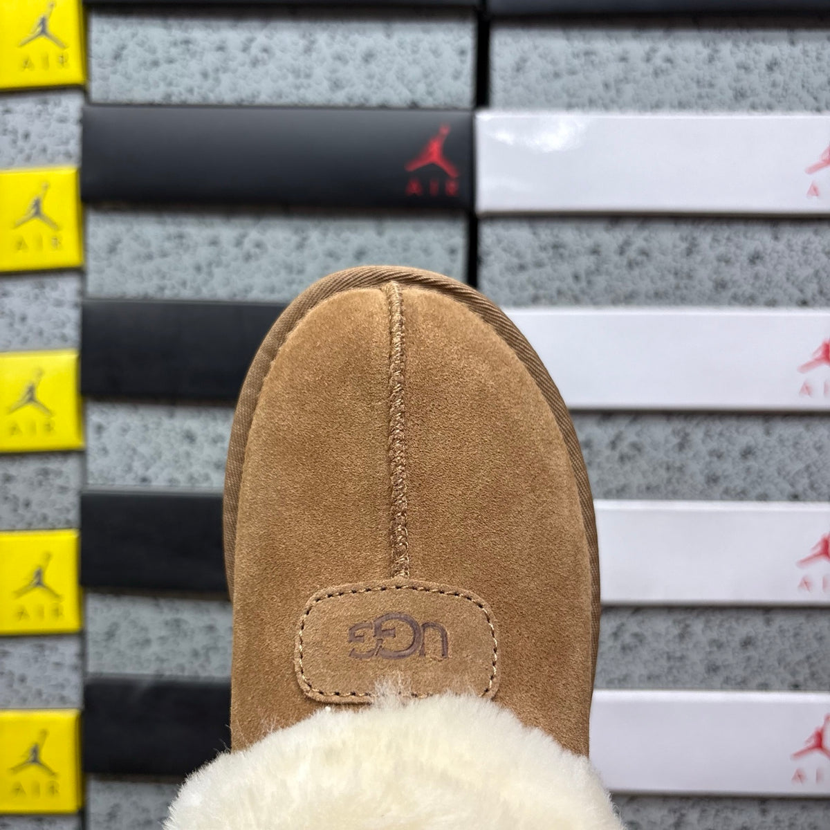 UGG Slip-On Shoes in Chestnut with Cream Plush Collar