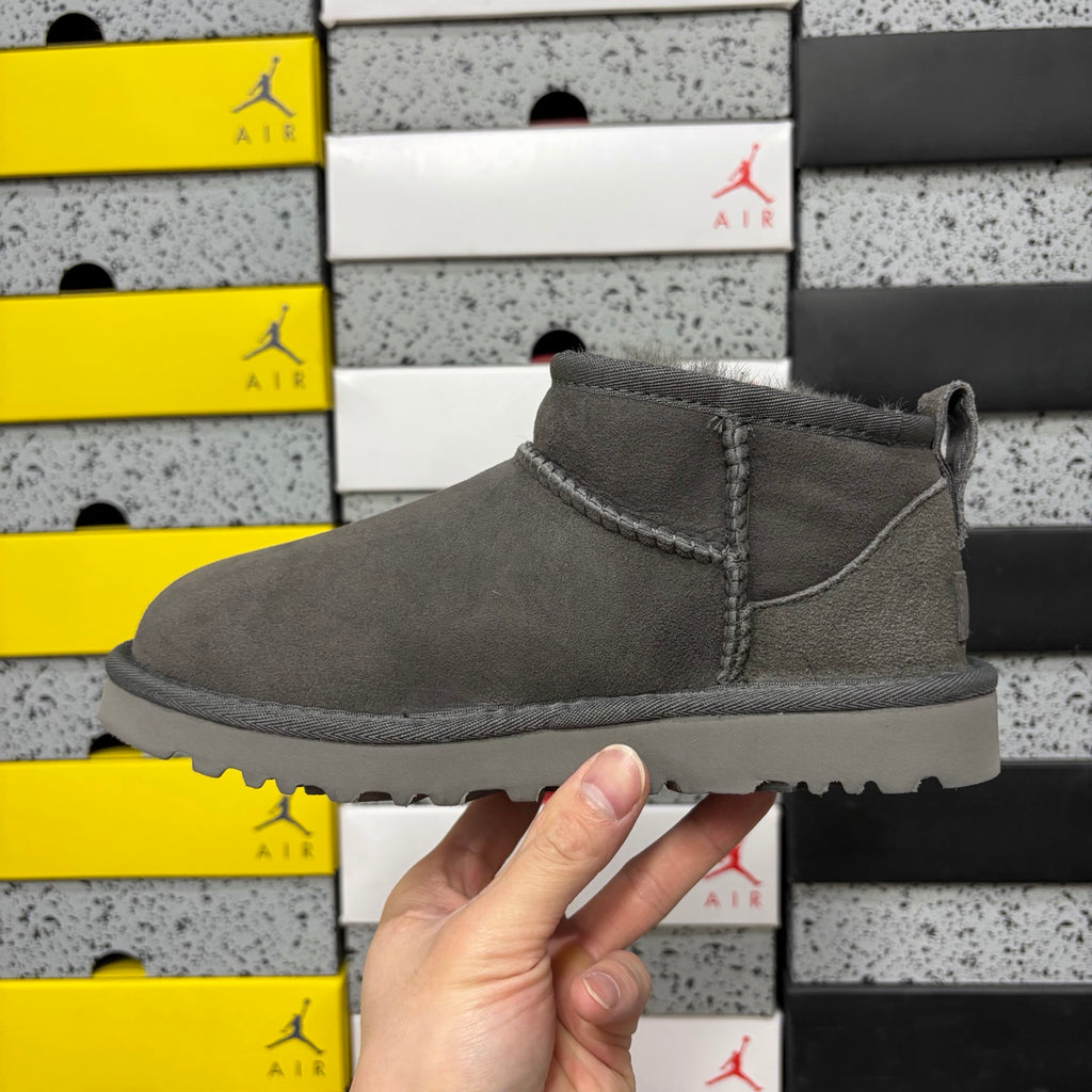 UGG Classic Mini Pull-On Boots in Gray with Plush Lining