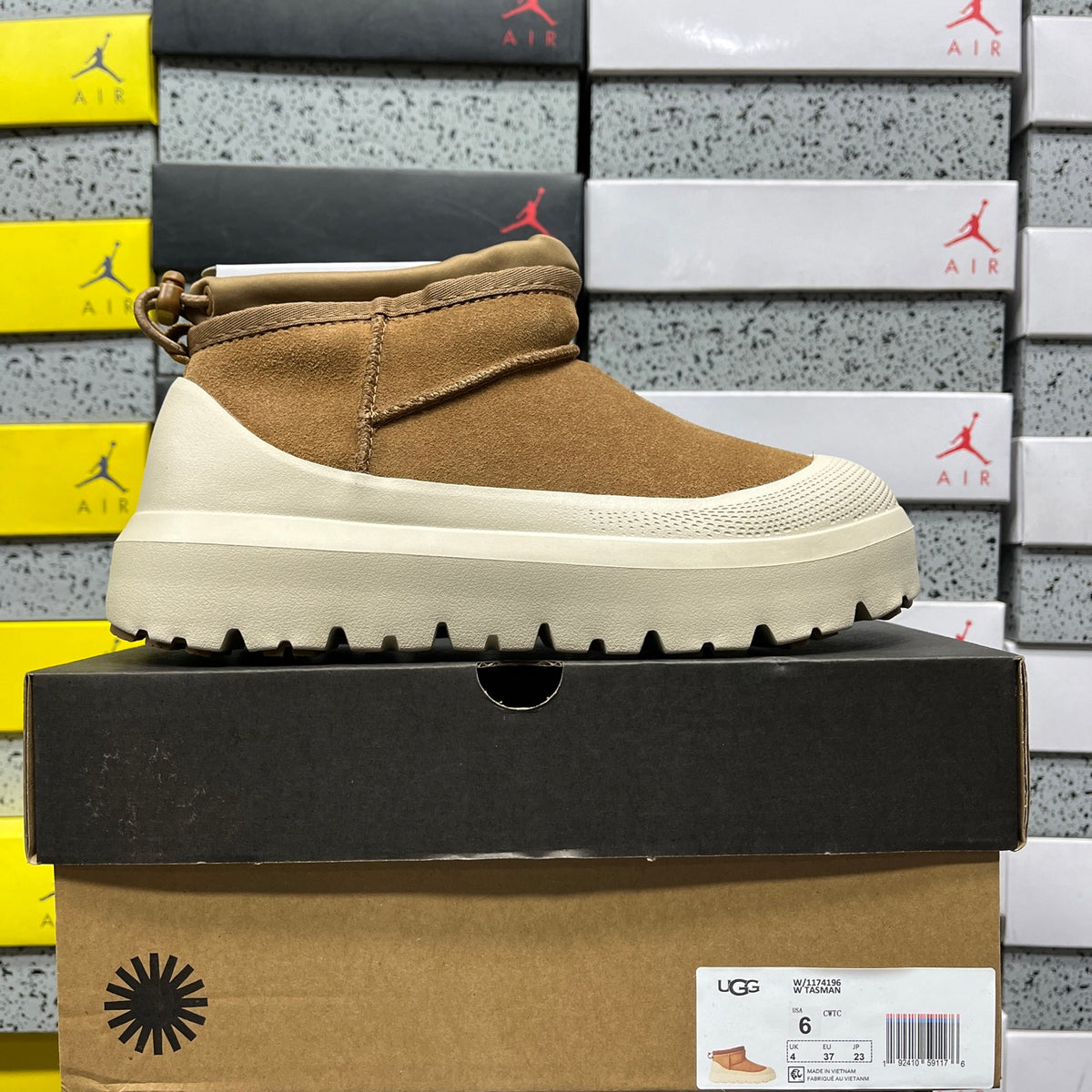 UGG Slip-On Ankle Boots in Chestnut with Cream Chunky Lug Sole
