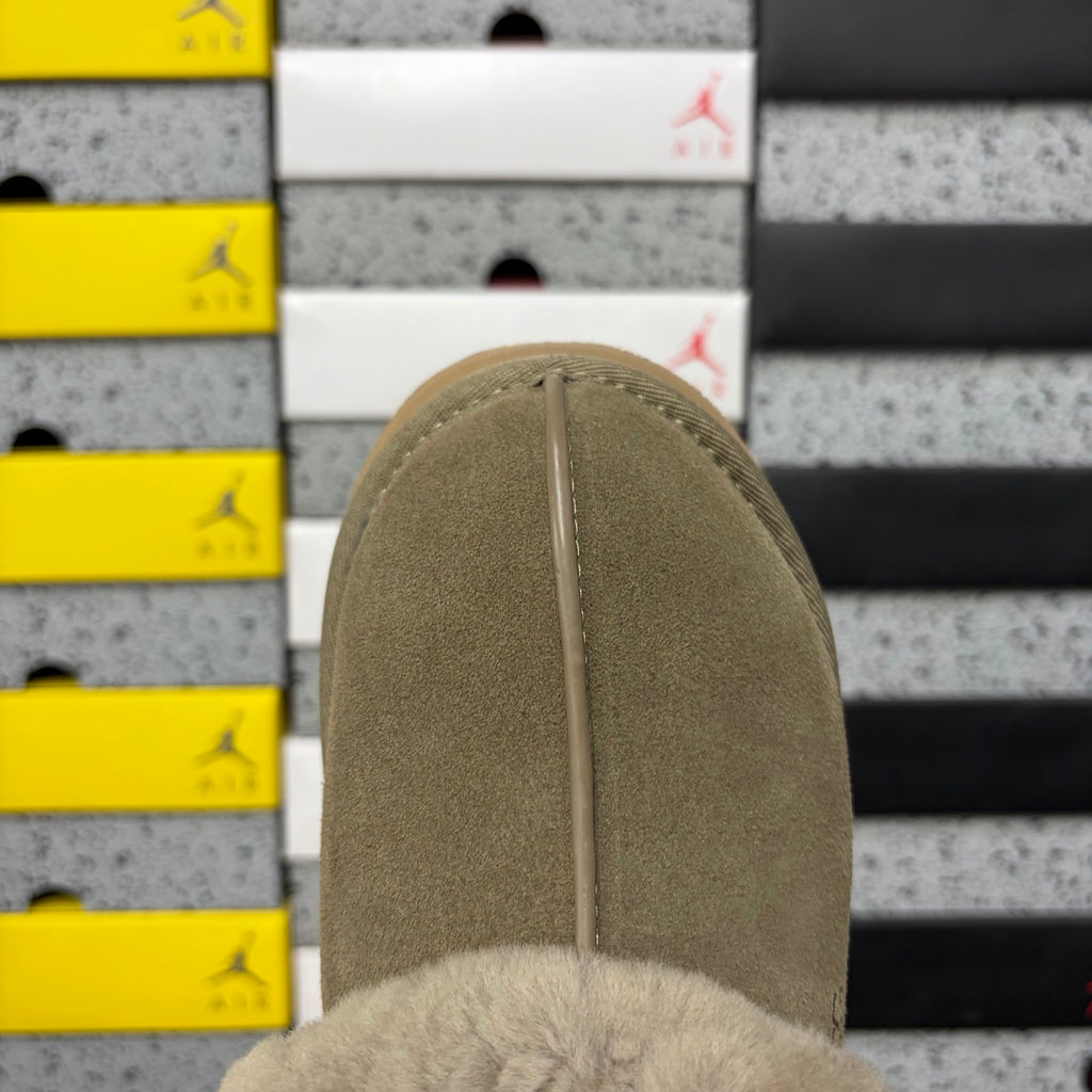 UGG Platform Slippers in Antelope Brown with Plush Collar