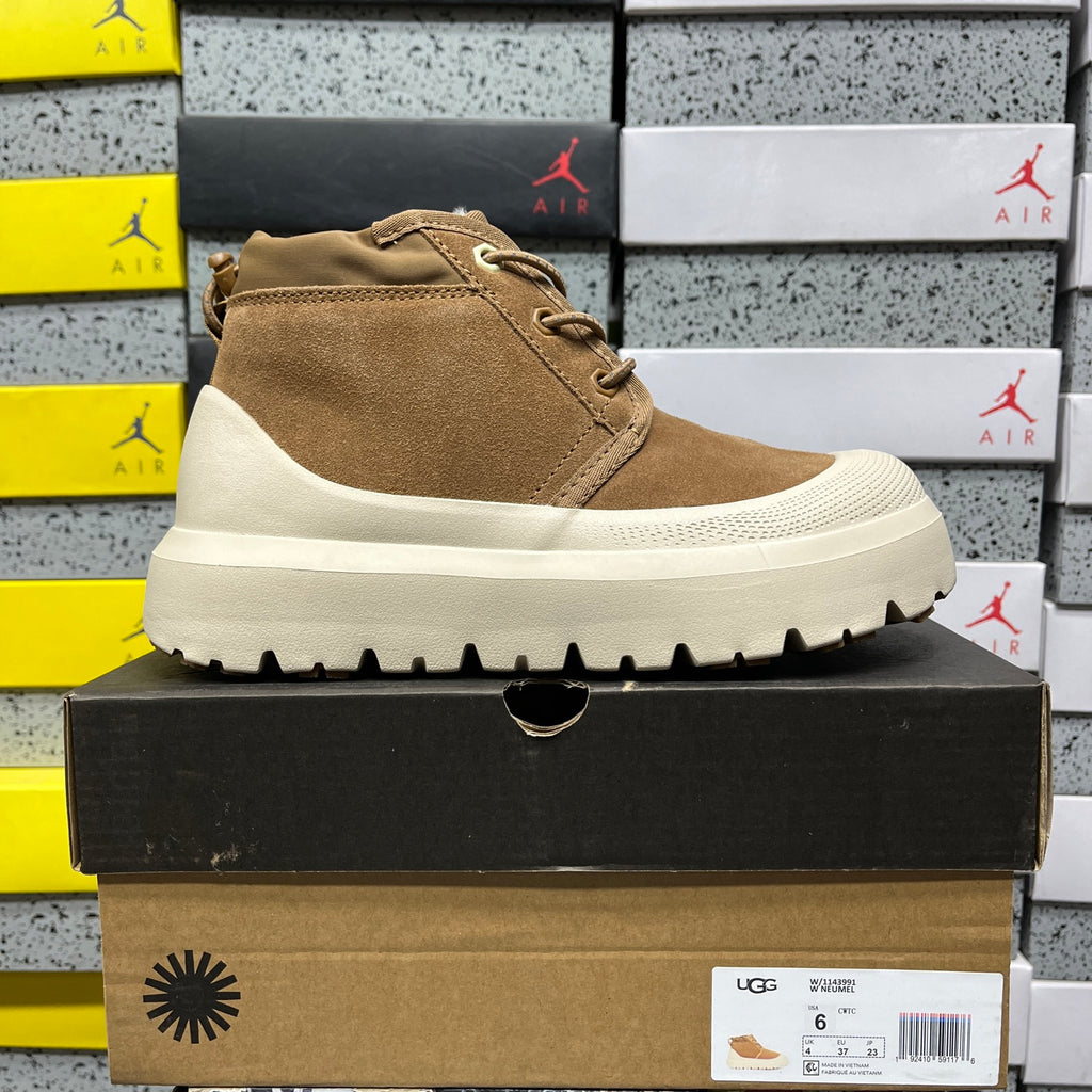UGG Lace-Up Ankle Boots in Chestnut with Cream Chunky Lug Sole