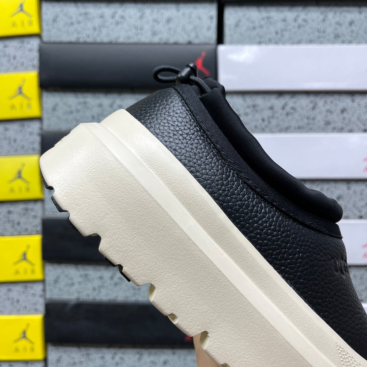 UGG Leather Slip-On Shoes in Black with Cream Chunky Sole