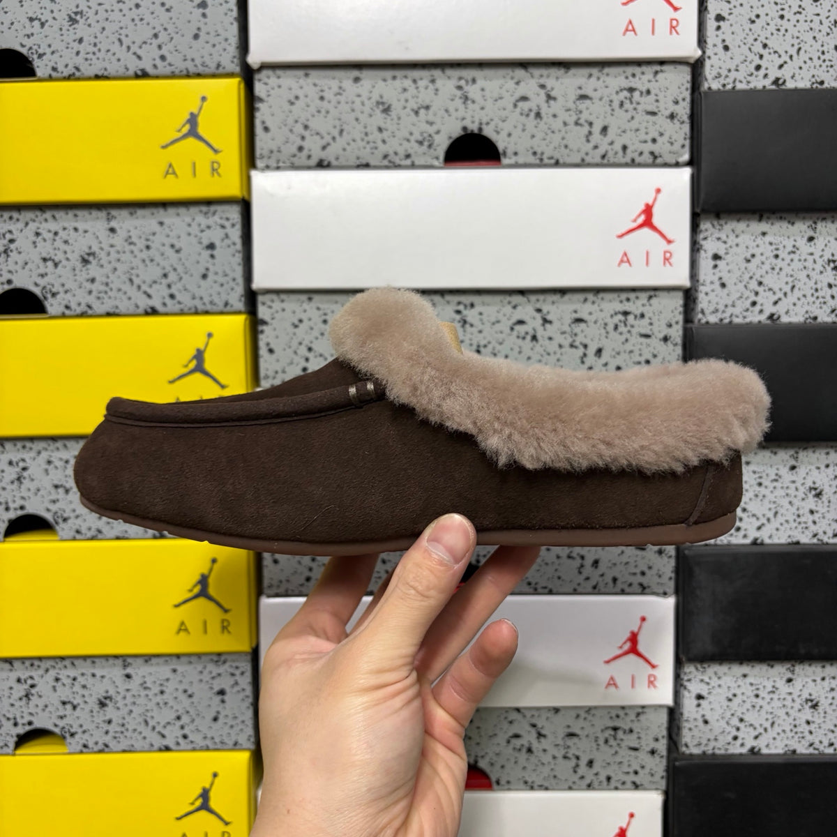 UGG Moccasin Slippers in Cocoa Brown with Plush Collar
