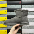 UGG Button-Detail Mini Boots in Gray with Plush Lining