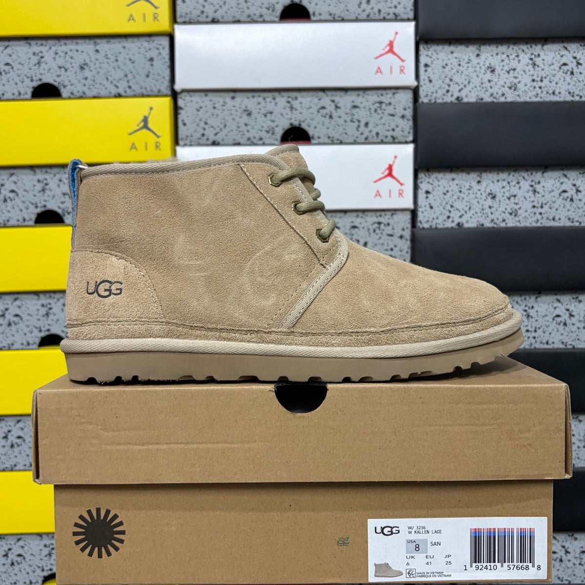 UGG Sand Lace-Up Chukka Ankle Boots with Plush Lining