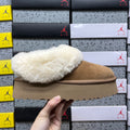 UGG Platform Slippers in Chestnut with Cream Plush Collar