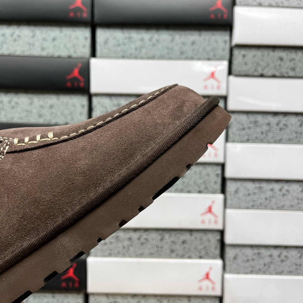 UGG Buckle-Strap Clogs in Dark Brown with Plush Lining