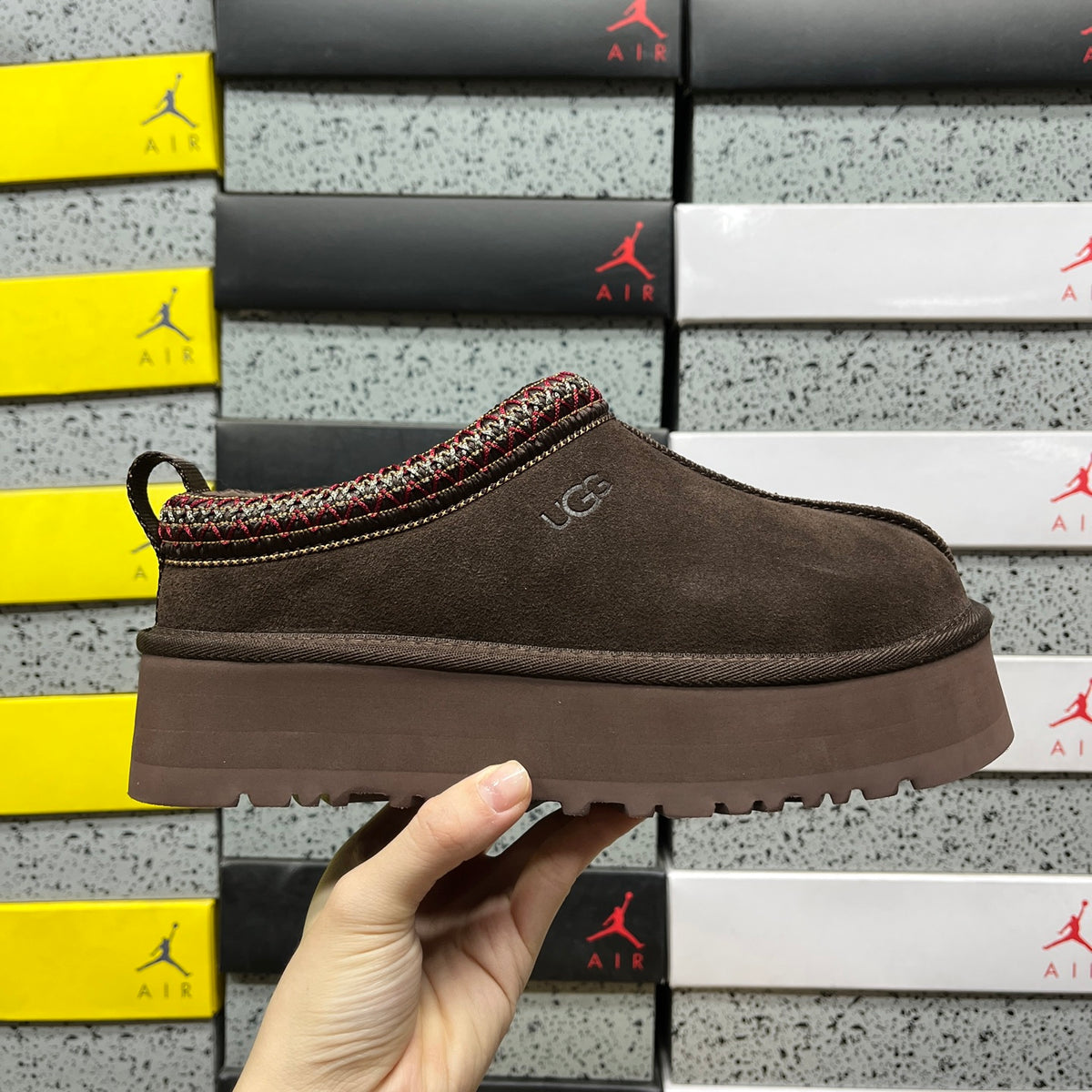 UGG Platform Slip-On Shoes in Cocoa Brown with Contrast Stitched Trim
