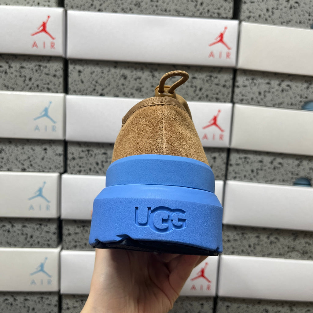 UGG Tan Slip-On Shoes with Blue Chunky Lug Sole