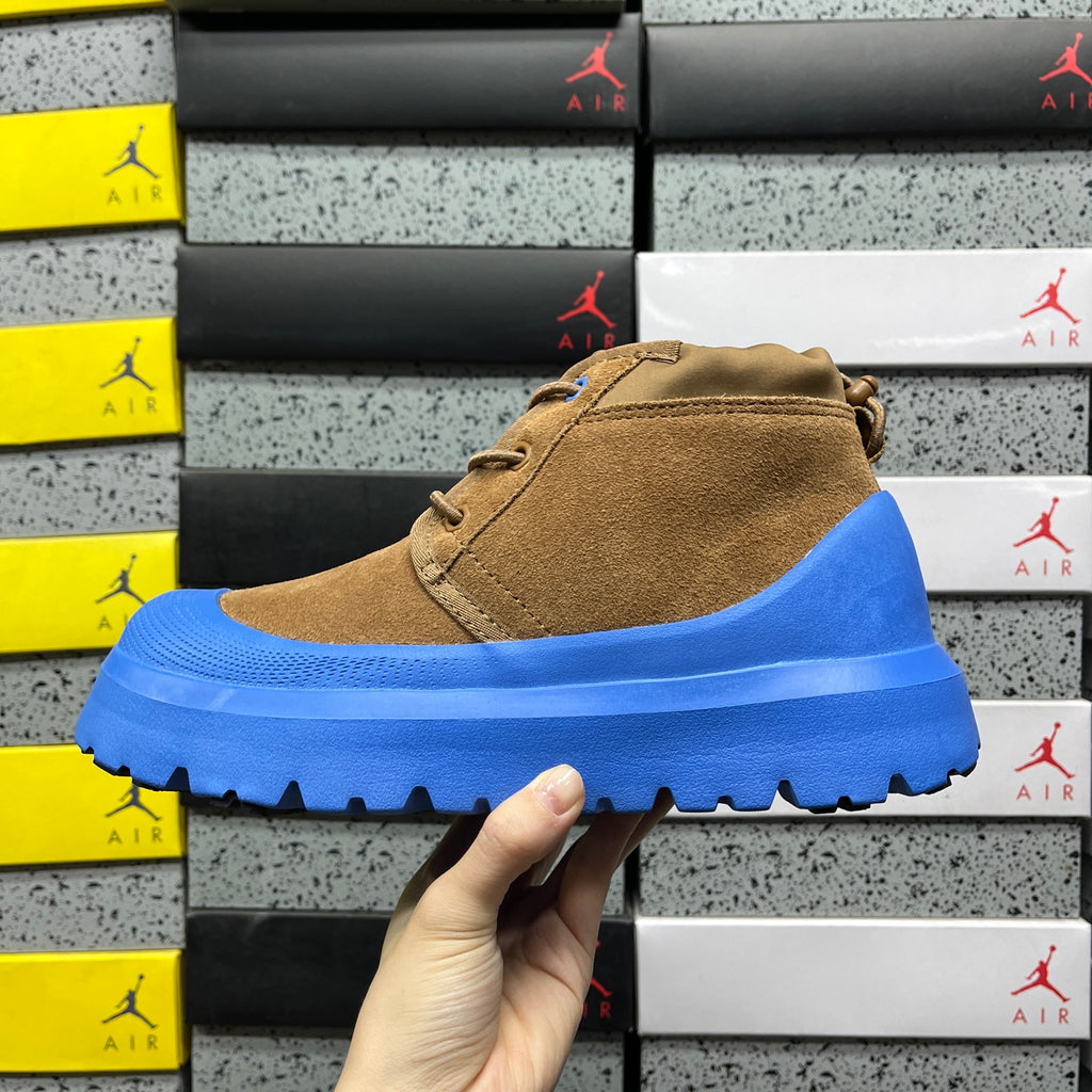 UGG Lace-Up Ankle Boots in Chestnut with Blue Chunky Lug Sole