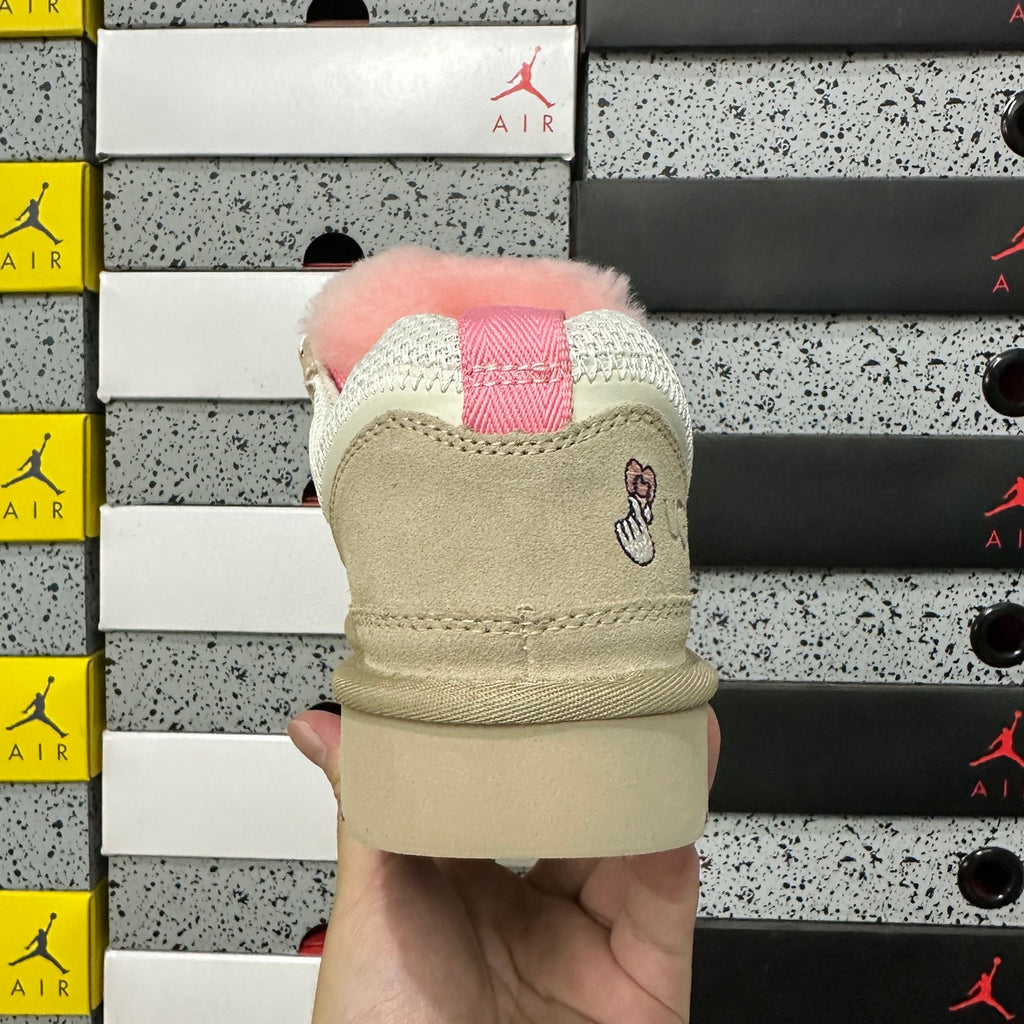 UGG Low-Cut Lace-Up Shoes in White and Pink with Chunky Sole