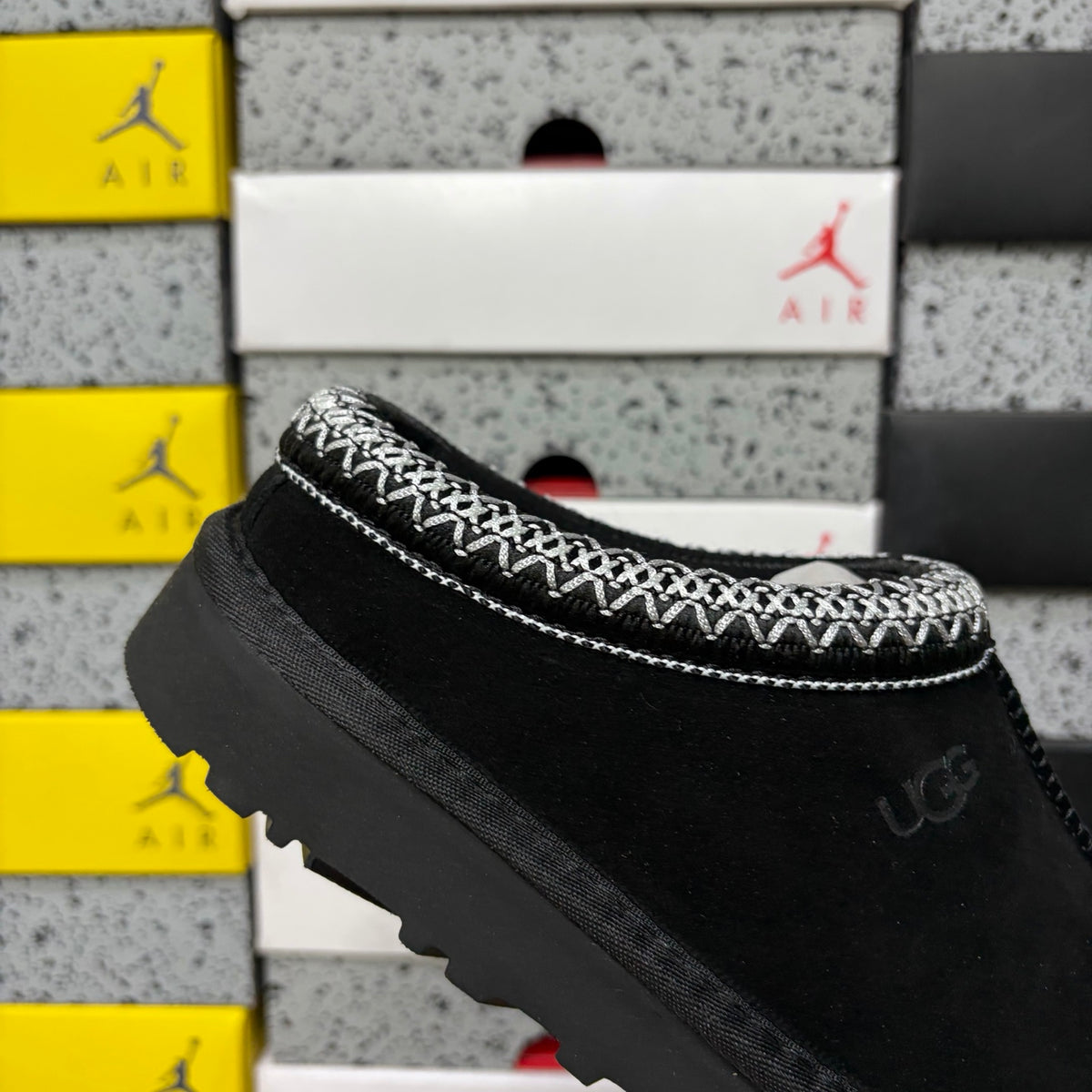 UGG Black Slip-On Shoes with Contrast Stitched Trim