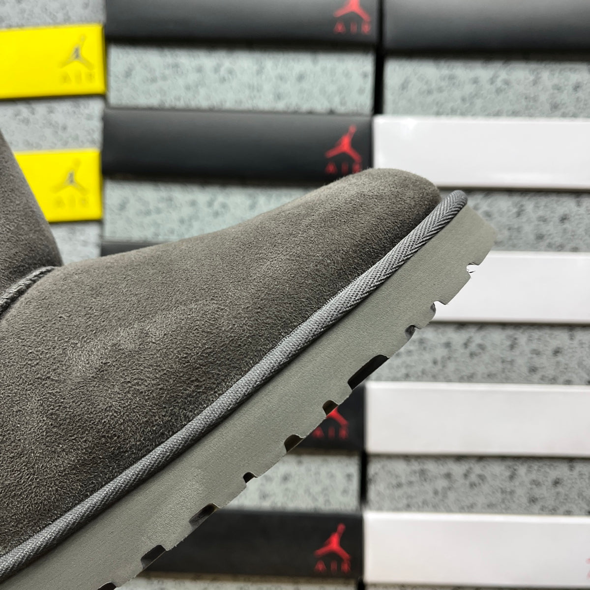 UGG Button-Detail Short Boots in Gray with Plush Lining