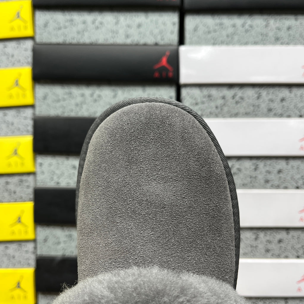 UGG Platform Slippers in Gray with Plush Collar
