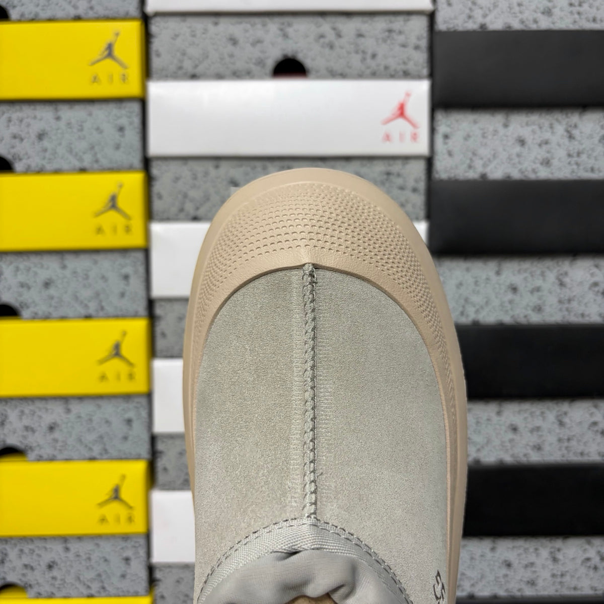 UGG Gray Slip-On Shoes with Beige Chunky Lug Sole