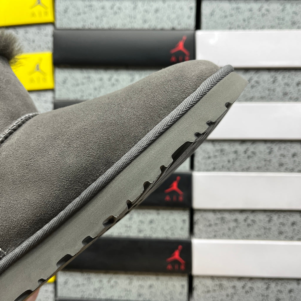 UGG Button-Detail Mini Boots in Gray with Plush Lining