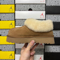 UGG Chestnut Slippers with Cream Plush Collar