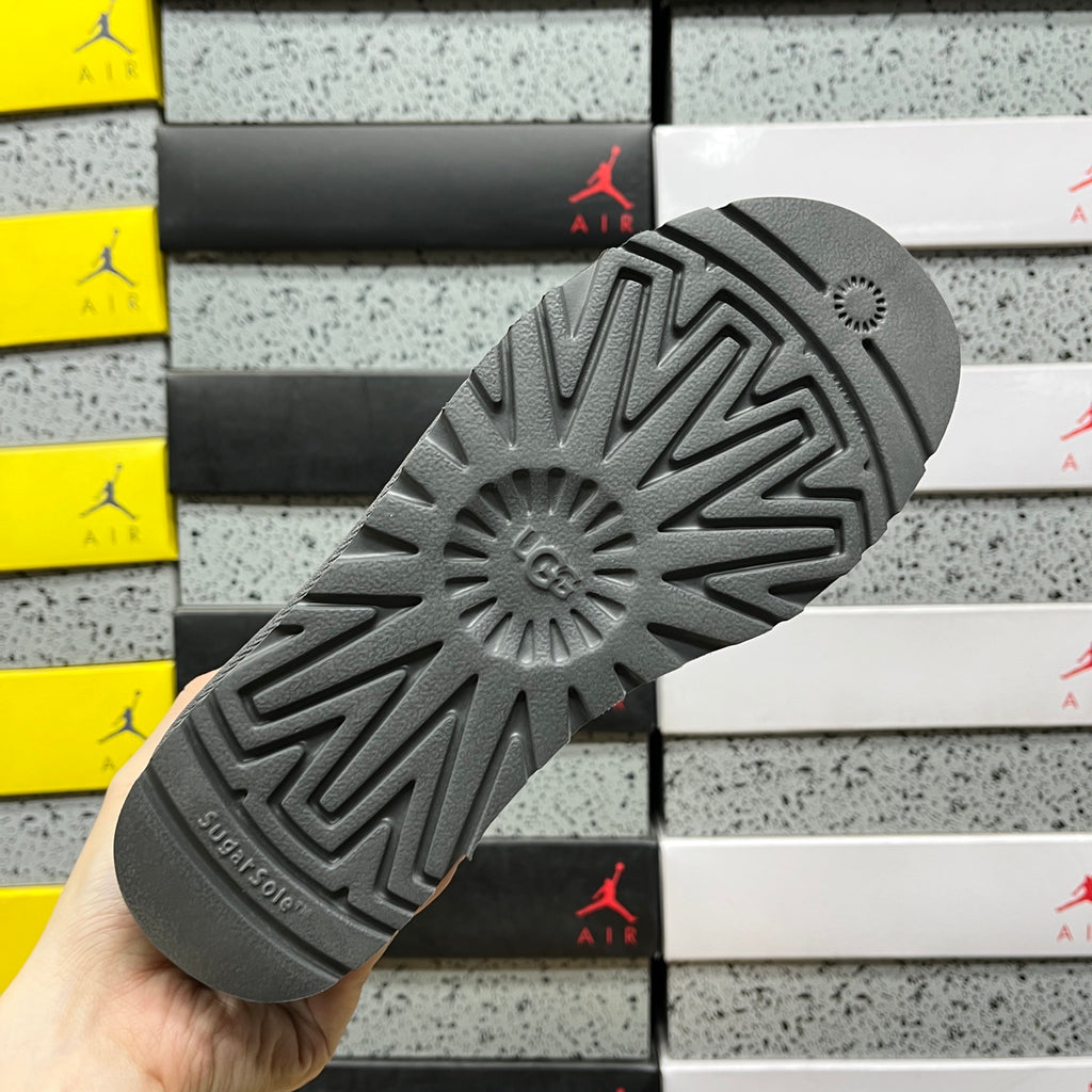 UGG Button-Detail Mini Boots in Gray with Plush Lining