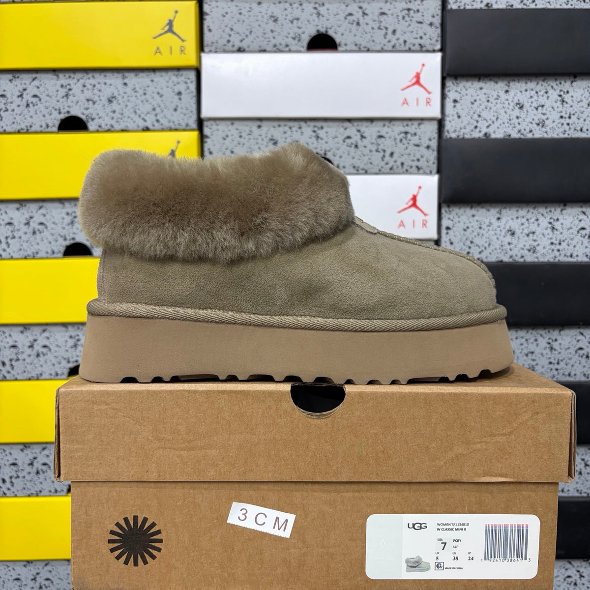 UGG Slippers in Antelope Brown with Plush Collar