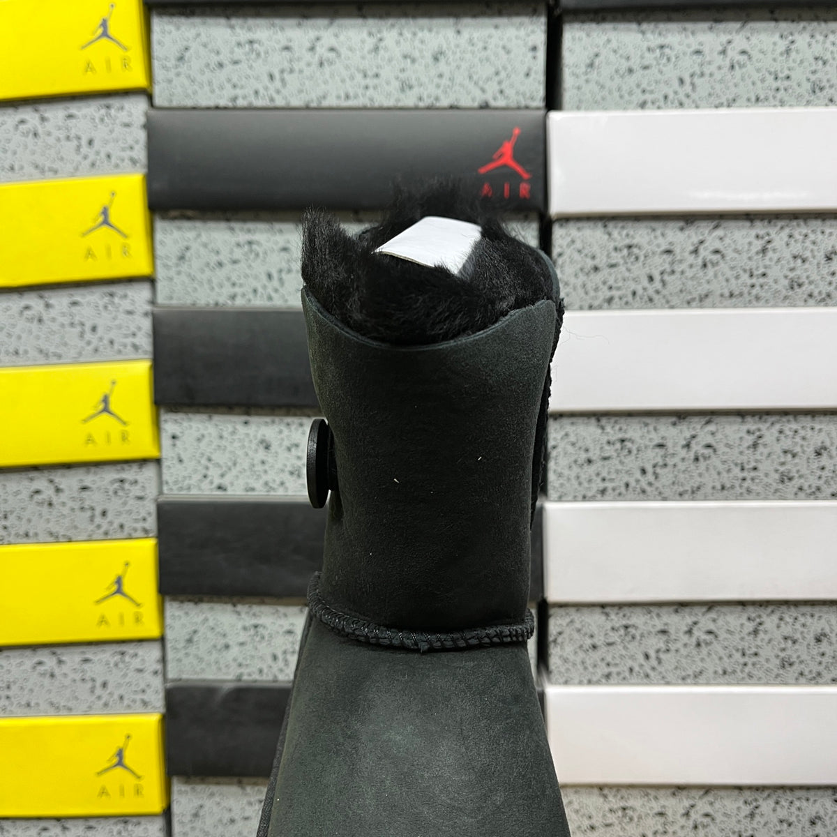 UGG Button-Detail Short Boots in Black with Plush Lining