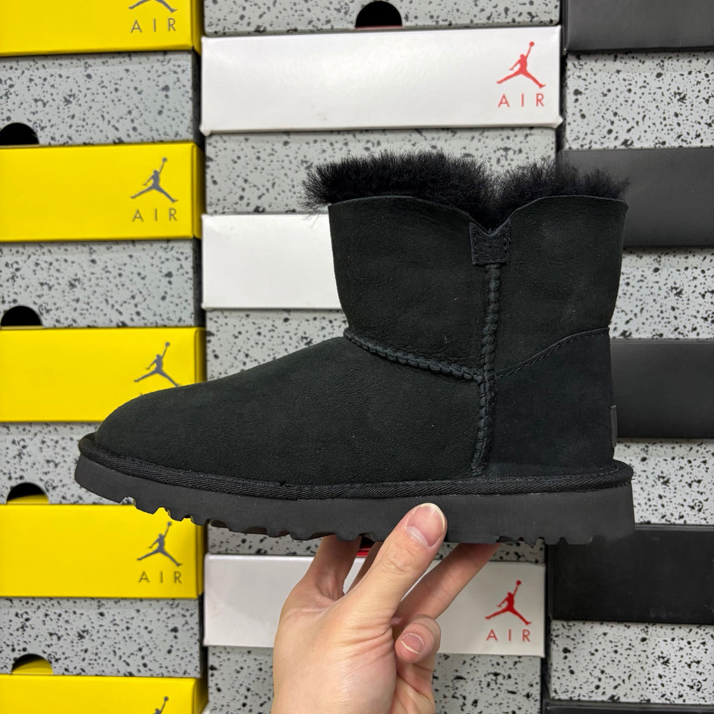 UGG Button-Detail Short Boots in Black with Plush Lining