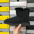 UGG Button-Detail Short Boots in Black with Plush Lining