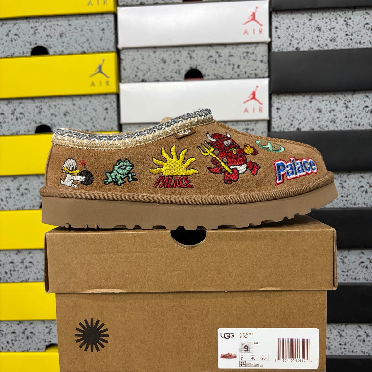 UGG Chestnut Slip-On Shoes with Colorful Cartoon Embroidery