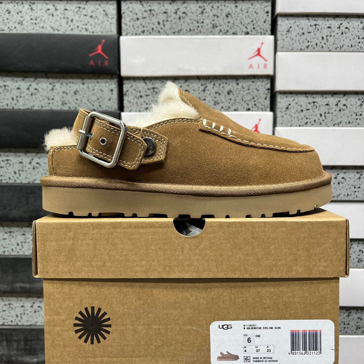 UGG Buckle-Strap Clogs in Chestnut with Plush Lining