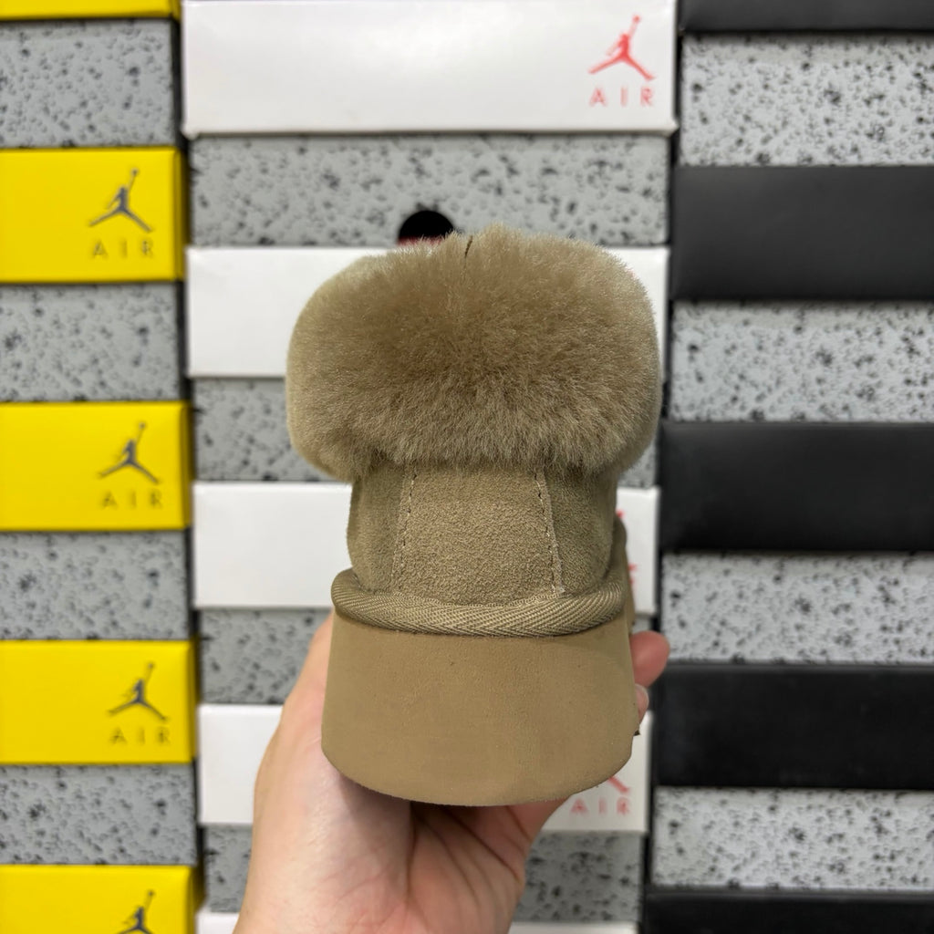 UGG Slippers in Antelope Brown with Plush Collar