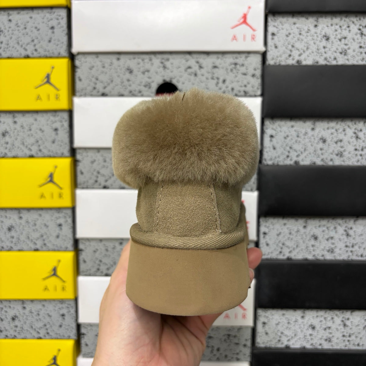 UGG Slippers in Antelope Brown with Plush Collar